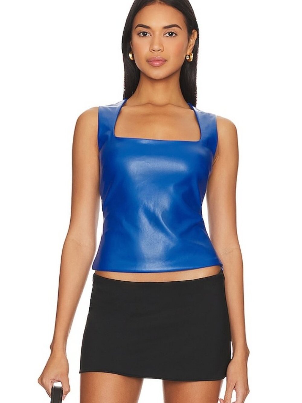 LBLC The Label Brandi Top Royal Blue Vegan Leather Size M